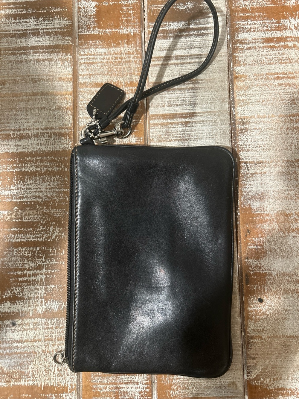 Coach Black Leather Wristlet Pouch with Detachable Strap 5x7 - Picture 3 of 5